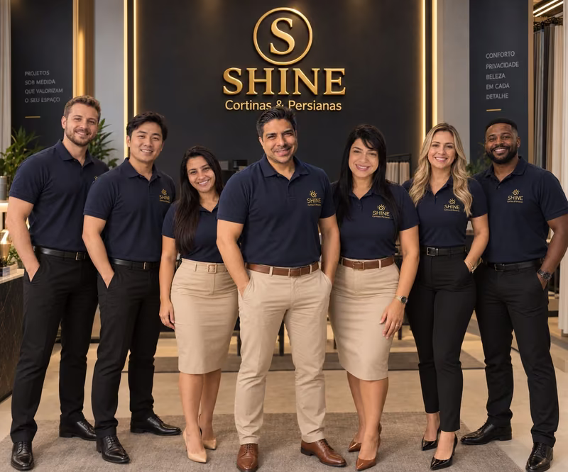 Equipe própria da ShineCortinas uniformizada